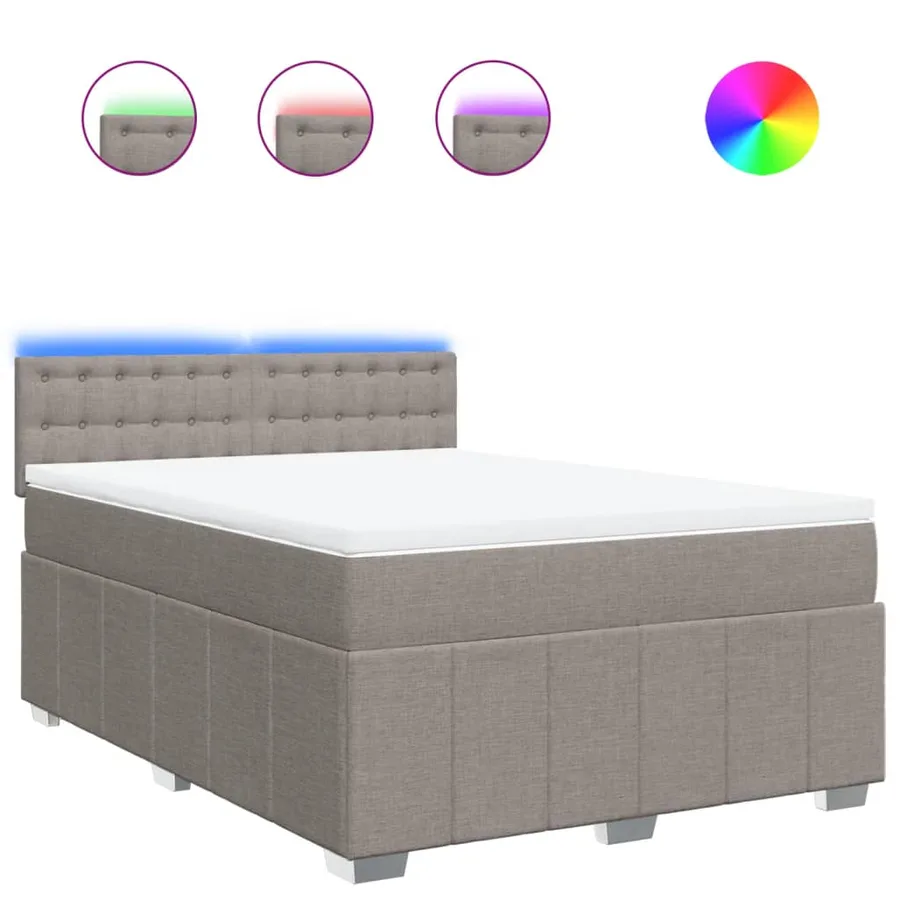 Sommier à lattes de lit avec matelas Taupe 140x190 cm Tissu - 2