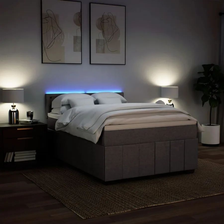 Sommier à lattes de lit avec matelas Taupe 140x190 cm Tissu - 4