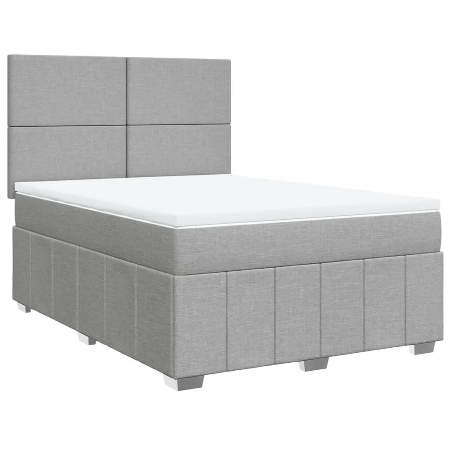 Sommier à lattes de lit avec matelas Gris clair 140x190cm Tissu - 3