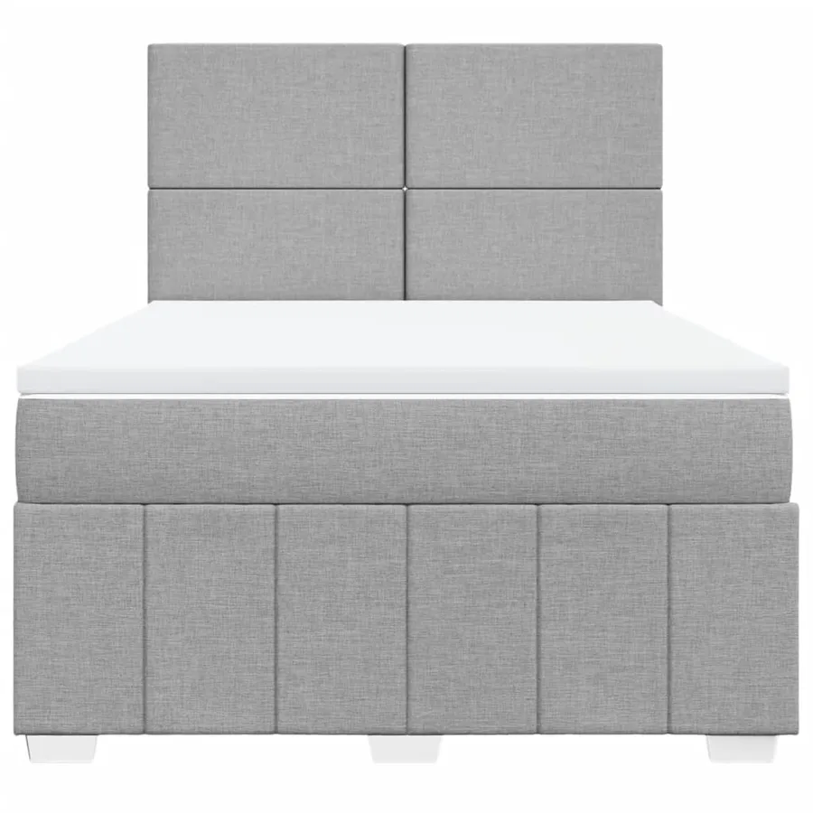 Sommier à lattes de lit avec matelas Gris clair 140x190cm Tissu - 6