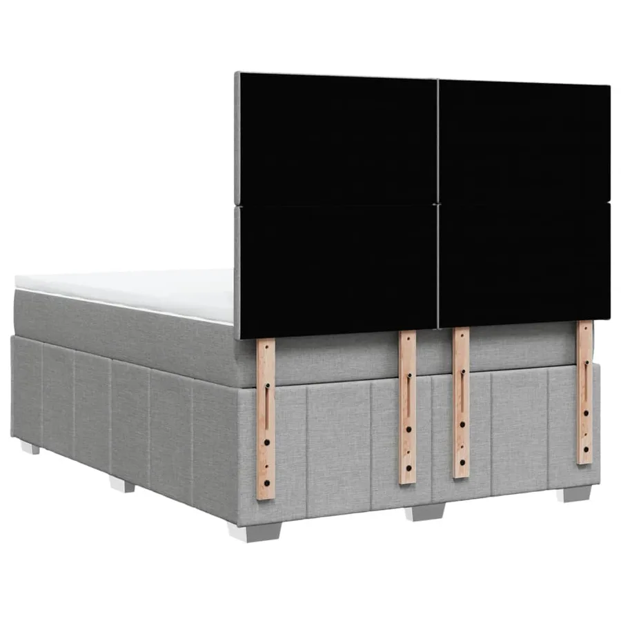 Sommier à lattes de lit avec matelas Gris clair 140x190cm Tissu - 8