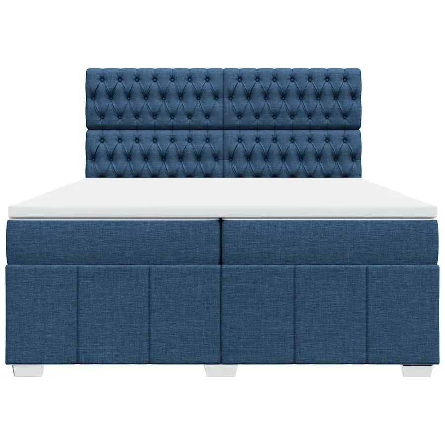 Sommier à lattes de lit avec matelas Bleu 200x200 cm Tissu - 6