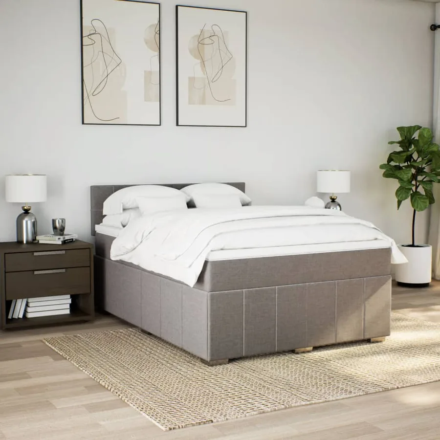 Sommier à lattes de lit avec matelas Taupe 140x200 cm Tissu - 5