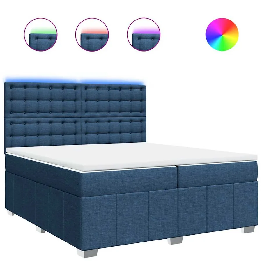 Sommier à lattes de lit avec matelas Bleu 200x200 cm Tissu - 2