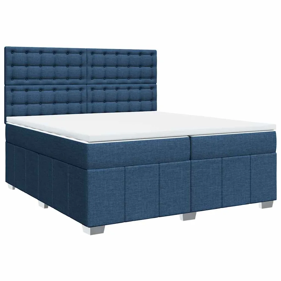 Sommier à lattes de lit avec matelas Bleu 200x200 cm Tissu - 3