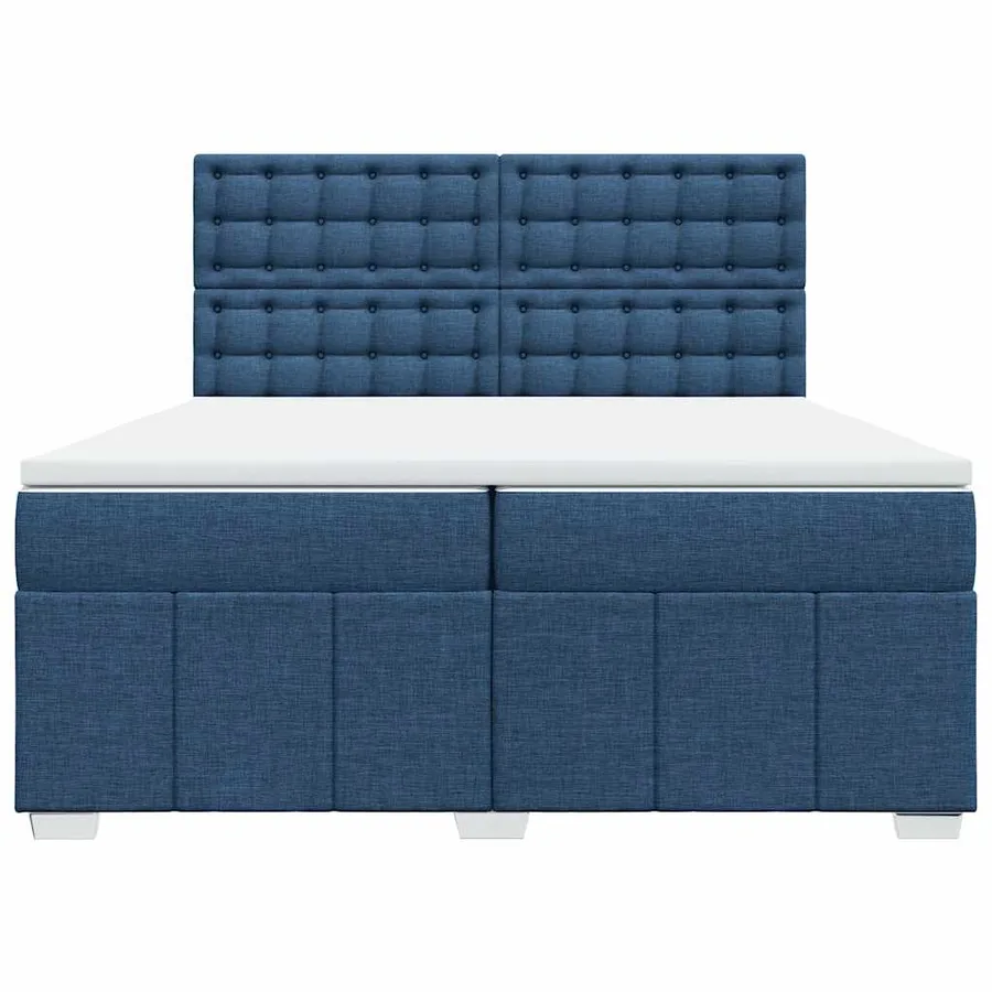 Sommier à lattes de lit avec matelas Bleu 200x200 cm Tissu - 6