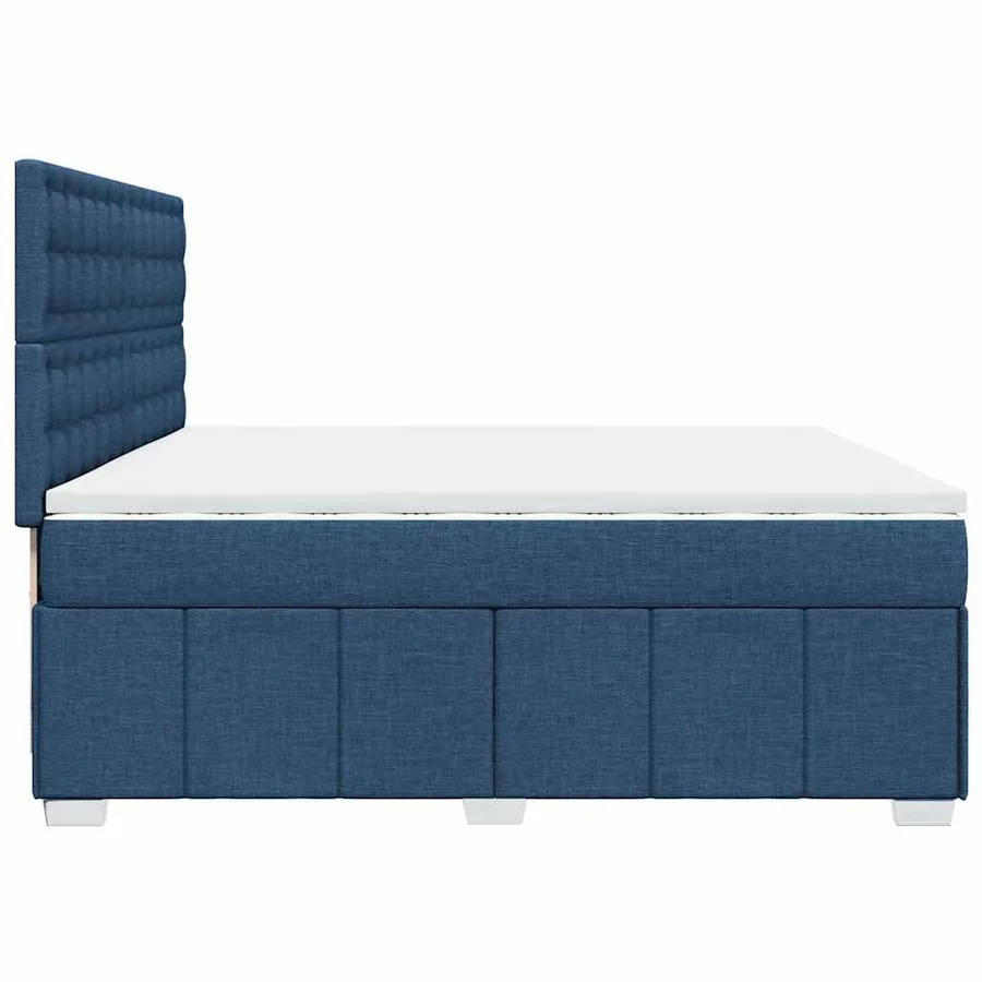 Sommier à lattes de lit avec matelas Bleu 200x200 cm Tissu - 7
