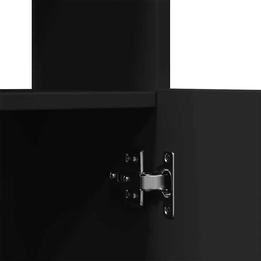 Buffet haut noir 92x33x140 cm bois d'ingénierie - 10