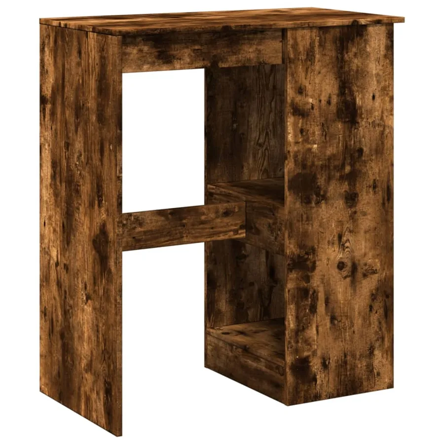 Table de bar avec étagères chêne fumé bois d'ingénierie - 6