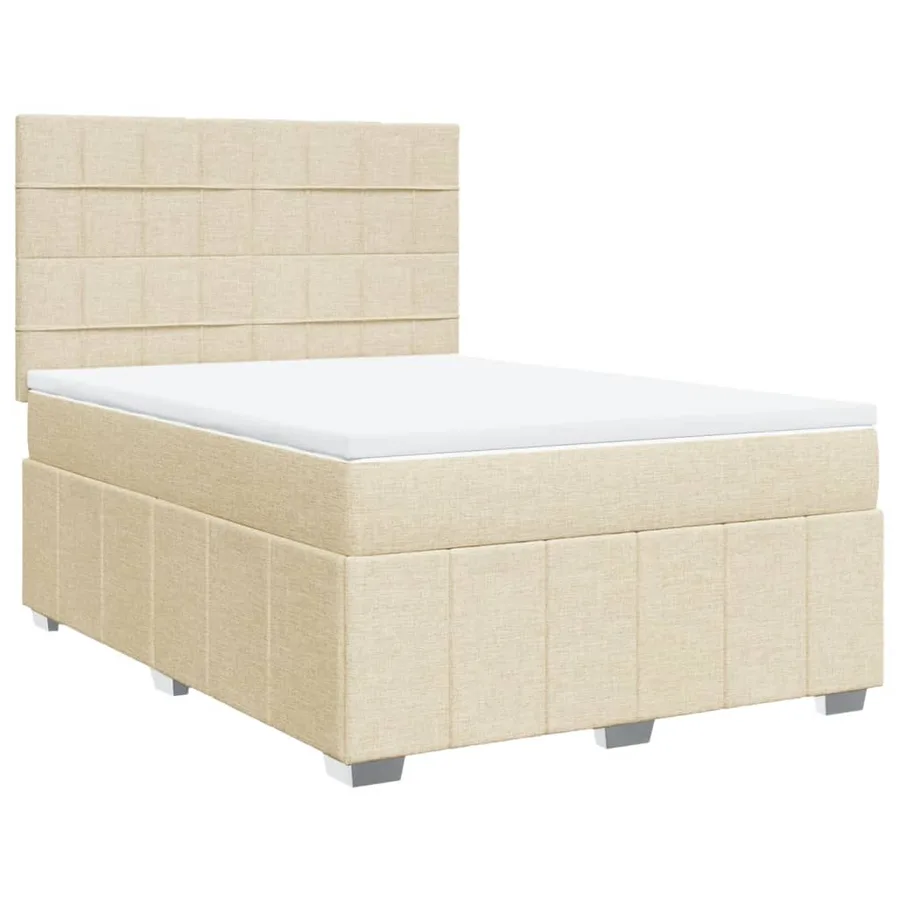 Sommier à lattes de lit avec matelas Crème 140x200 cm Tissu - 3