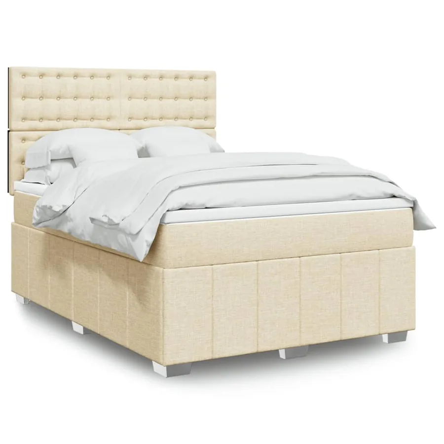 Sommier à lattes de lit avec matelas Crème 140x200 cm Tissu