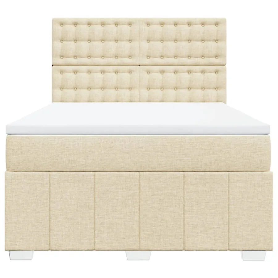 Sommier à lattes de lit avec matelas Crème 140x200 cm Tissu - 4