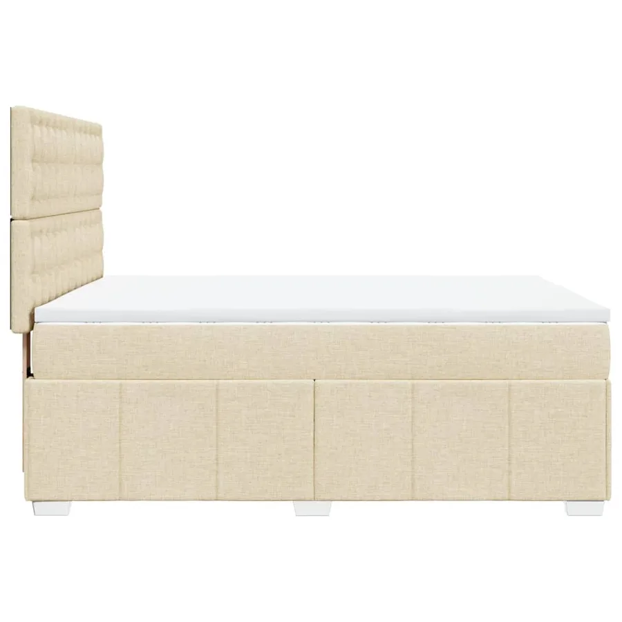 Sommier à lattes de lit avec matelas Crème 140x200 cm Tissu - 5