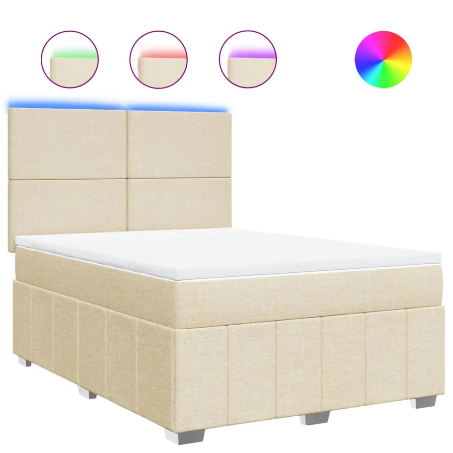 Sommier à lattes de lit avec matelas Crème 140x200 cm Tissu - 2