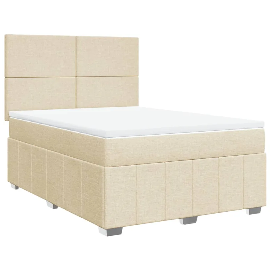 Sommier à lattes de lit avec matelas Crème 140x200 cm Tissu - 3