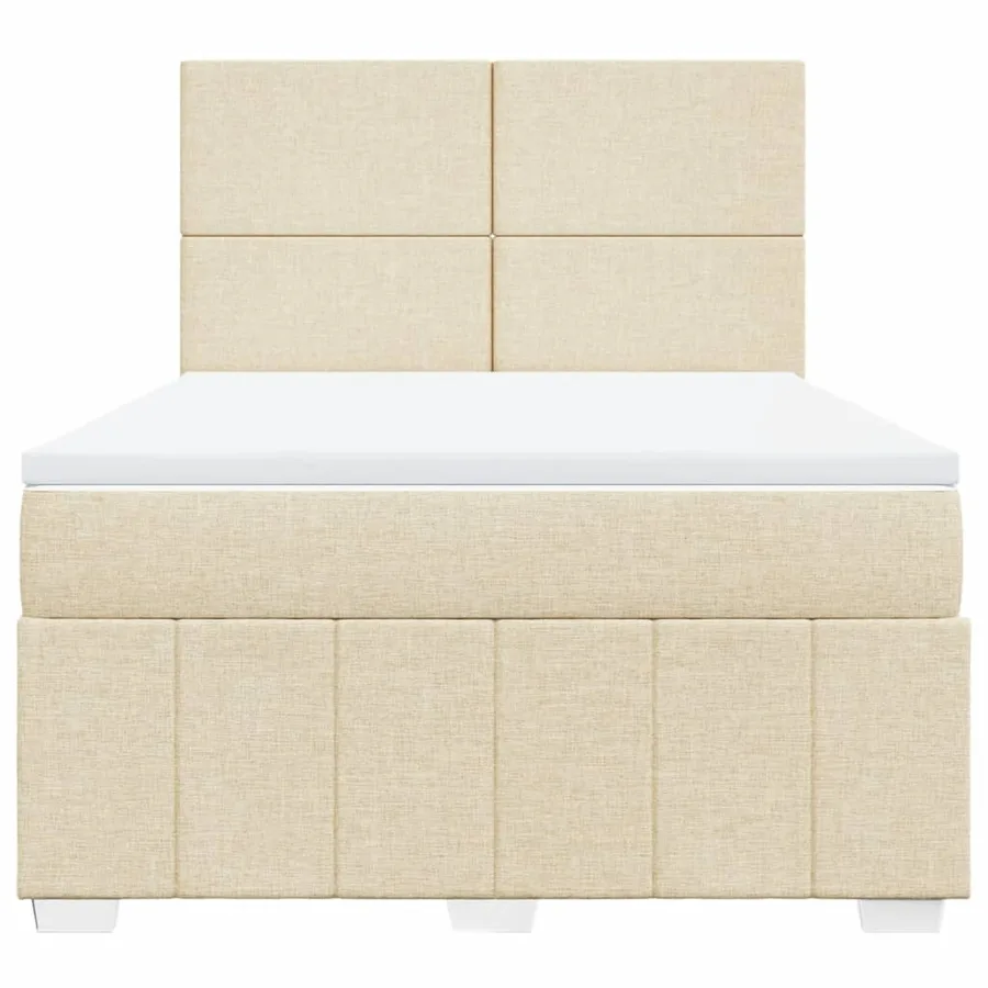 Sommier à lattes de lit avec matelas Crème 140x200 cm Tissu - 6