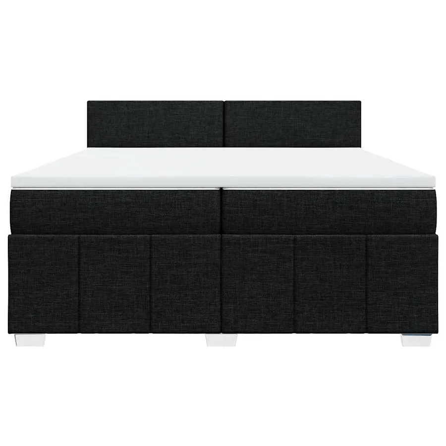 Sommier à lattes de lit avec matelas Noir 200x200 cm Tissu - 6