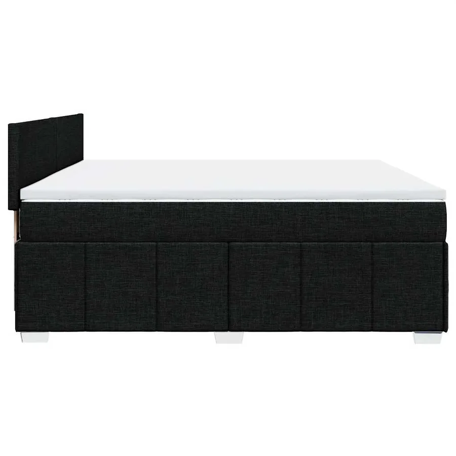 Sommier à lattes de lit avec matelas Noir 200x200 cm Tissu - 7