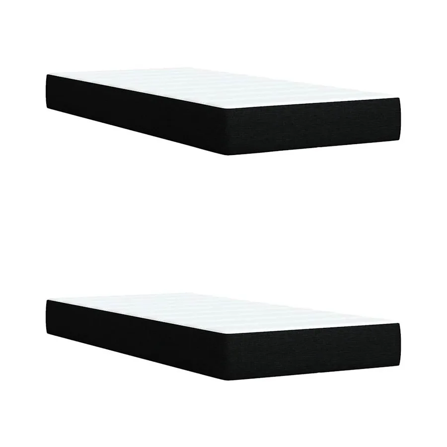 Sommier à lattes de lit avec matelas Noir 200x200 cm Tissu - 6