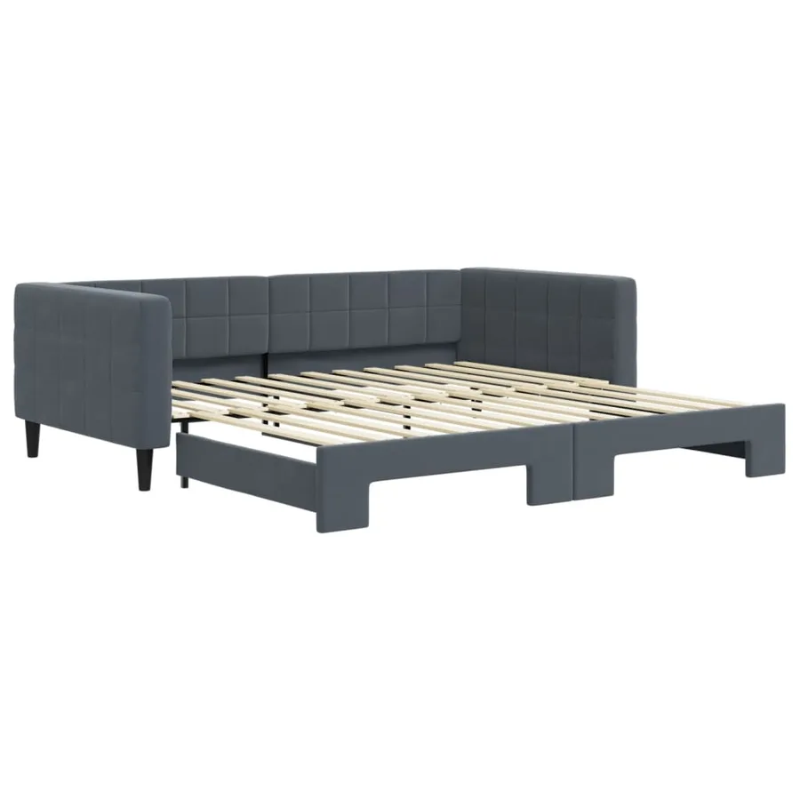 Lit de jour avec gigogne sans matelas gris foncé 100x200 cm - 2