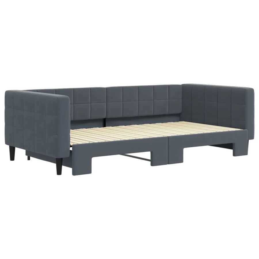 Lit de jour avec gigogne sans matelas gris foncé 100x200 cm - 3