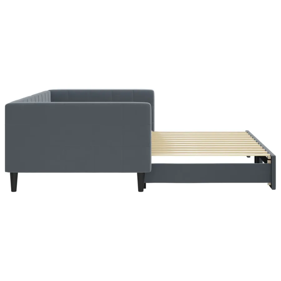 Lit de jour avec gigogne sans matelas gris foncé 100x200 cm - 4