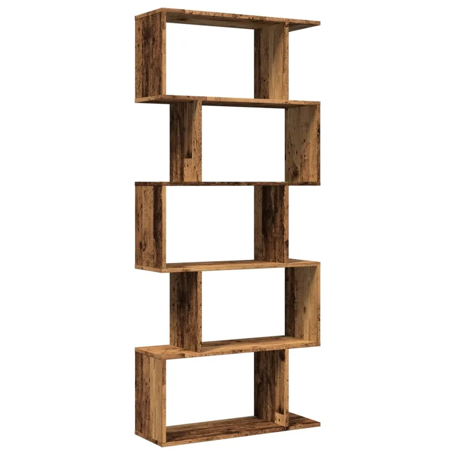 Étagère séparatrice de pièce à 5 niveaux vieux bois 70x24x161cm - 2
