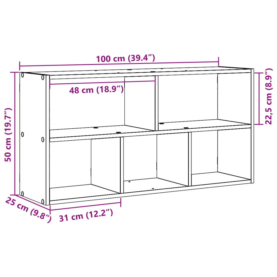 Étagère murale sonoma gris 100x25x50 cm bois ingénierie - 11