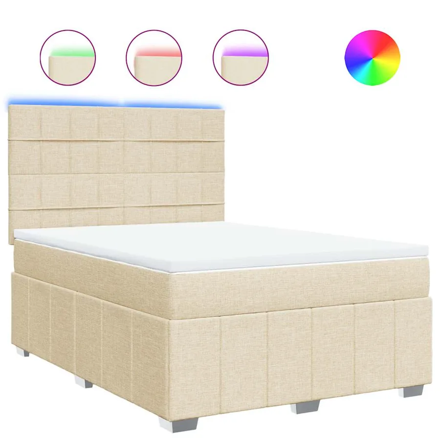 Sommier à lattes de lit avec matelas Crème 140x190 cm Tissu - 2