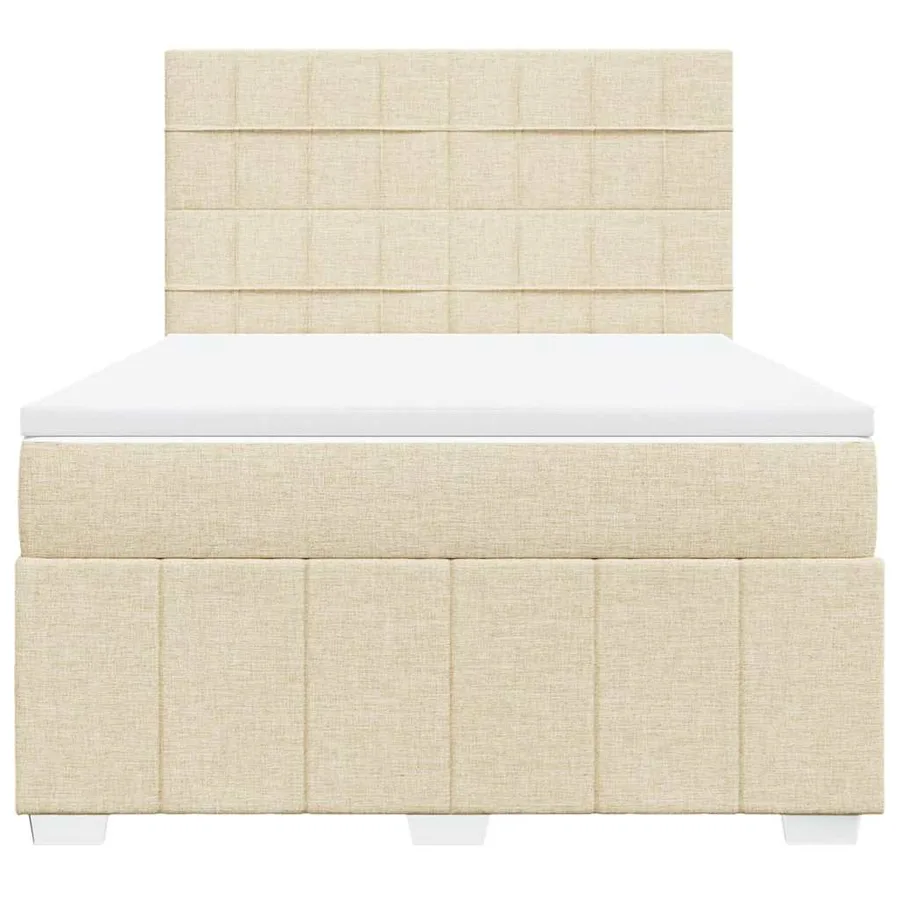 Sommier à lattes de lit avec matelas Crème 140x190 cm Tissu - 6