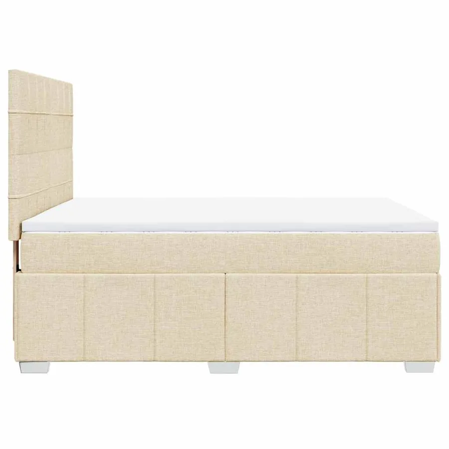 Sommier à lattes de lit avec matelas Crème 140x190 cm Tissu - 7