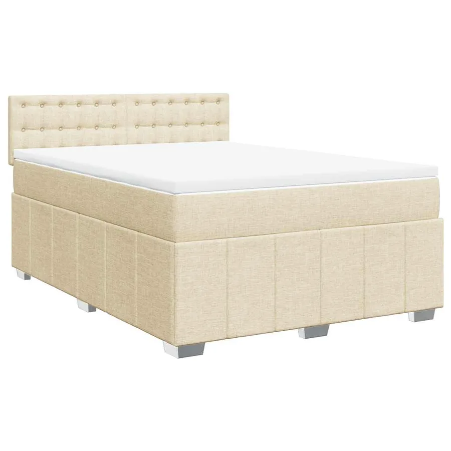 Sommier à lattes de lit avec matelas Crème 140x190 cm Tissu - 2