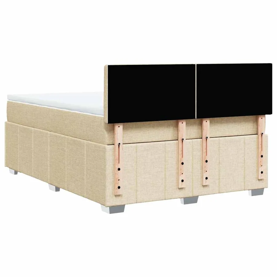 Sommier à lattes de lit avec matelas Crème 140x190 cm Tissu - 6