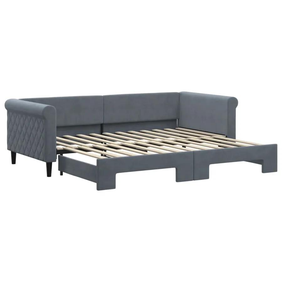 Lit de jour avec gigogne sans matelas gris foncé 90x200 cm - 2