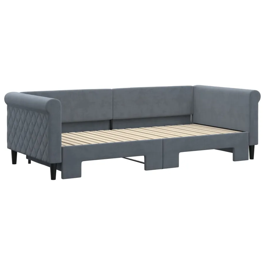 Lit de jour avec gigogne sans matelas gris foncé 90x200 cm - 3