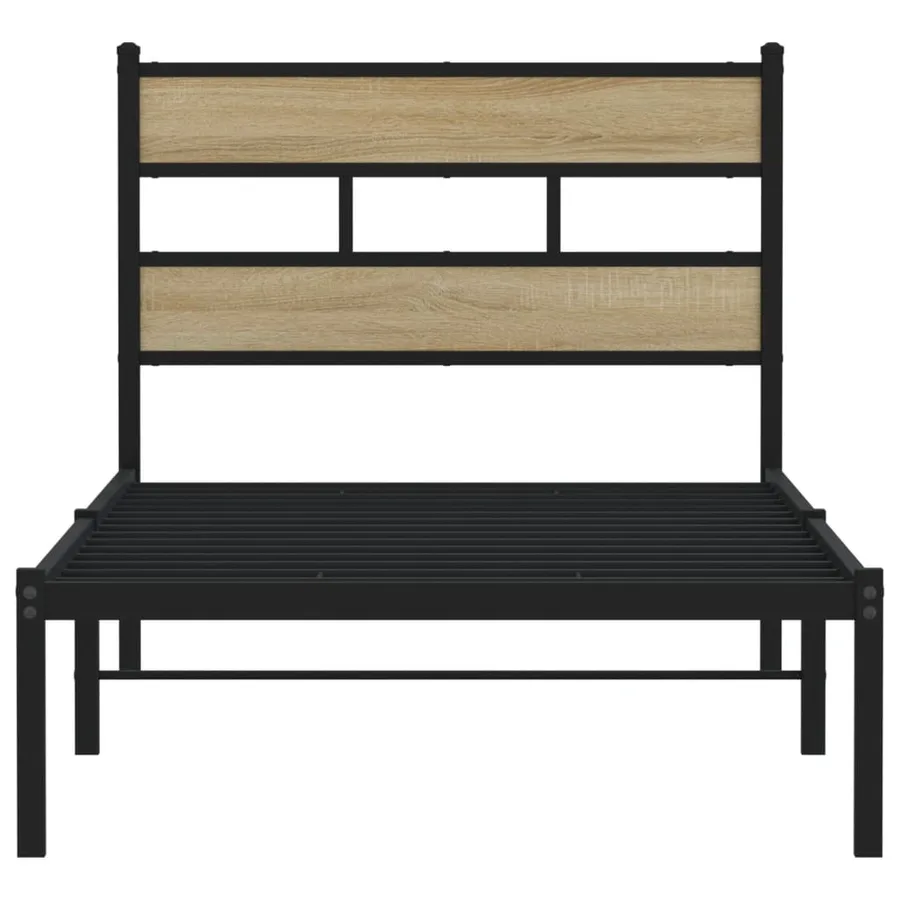 Cadre de lit en métal sans matelas chêne sonoma 100x190 cm - 4