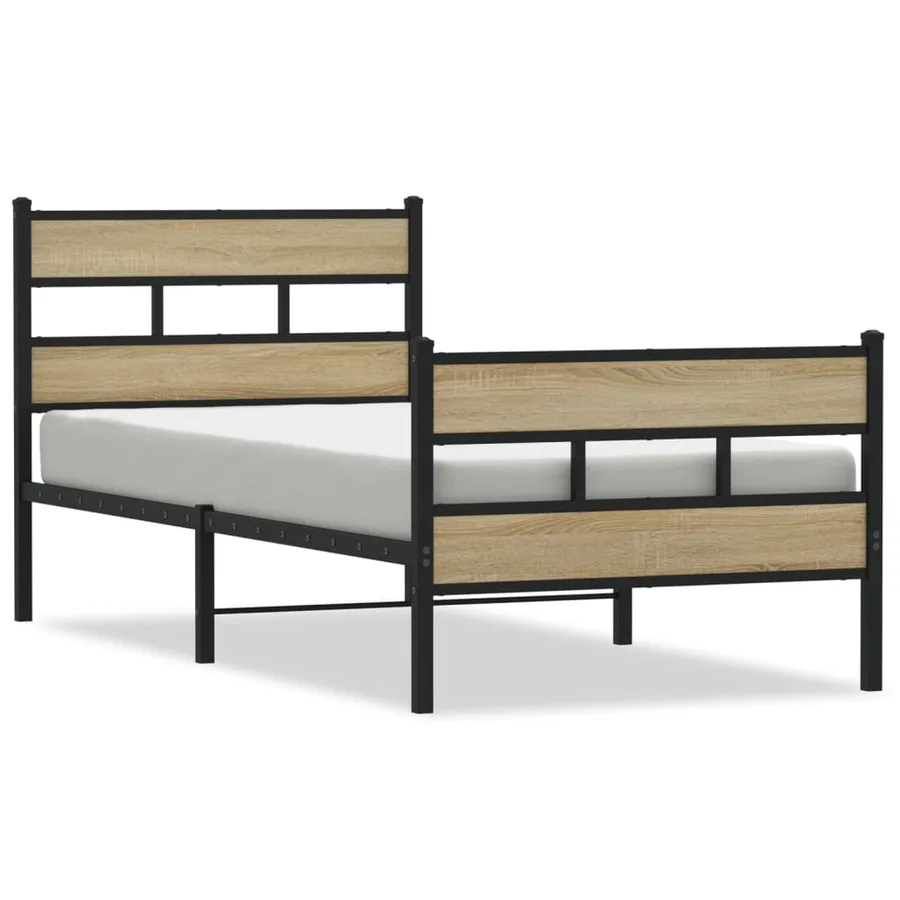 Cadre de lit en métal sans matelas chêne sonoma 90x200 cm - 2