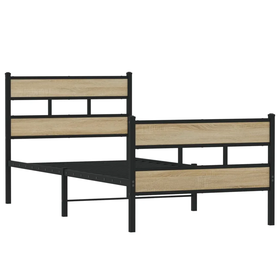 Cadre de lit en métal sans matelas chêne sonoma 90x200 cm - 3
