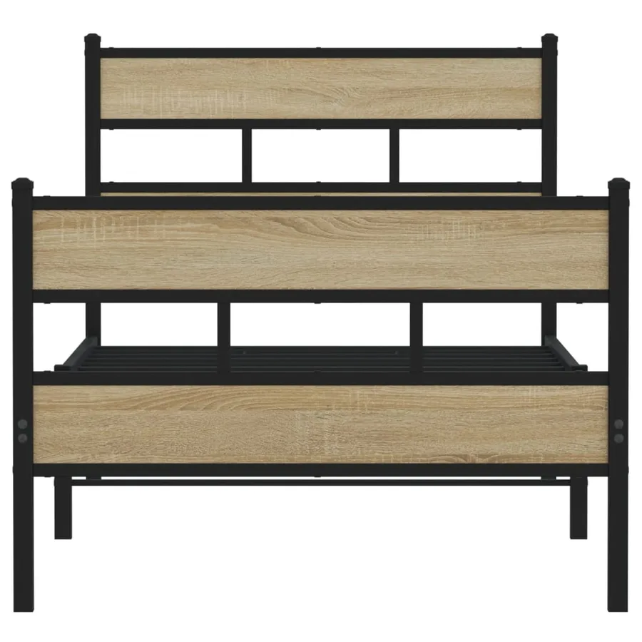 Cadre de lit en métal sans matelas chêne sonoma 90x200 cm - 4
