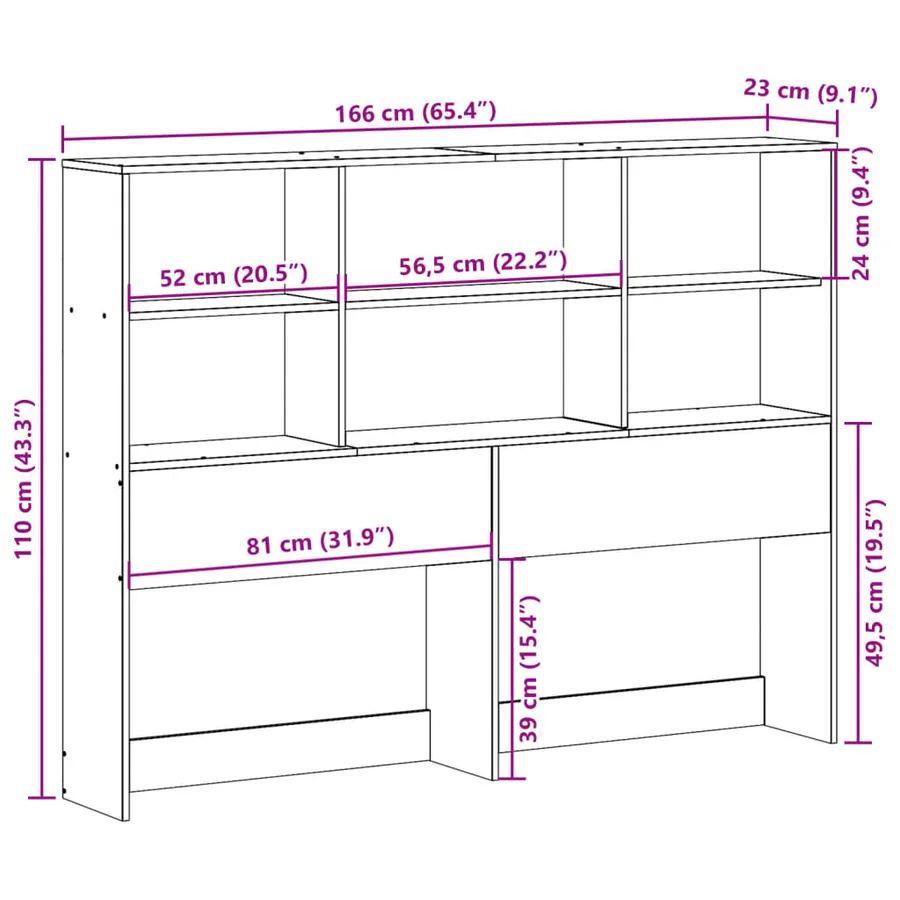 Tête de lit avec rangement cire marron 160cm bois massif de pin - 10