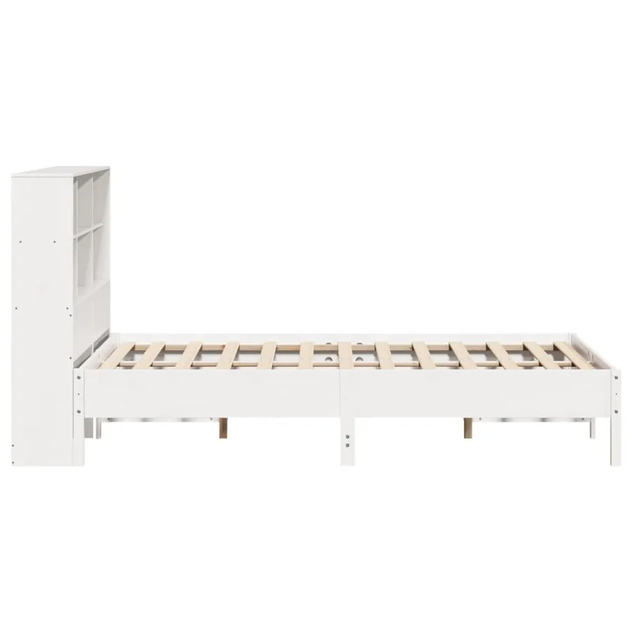 Lit bibliothèque sans matelas blanc 140x190 cm bois pin massif - 5