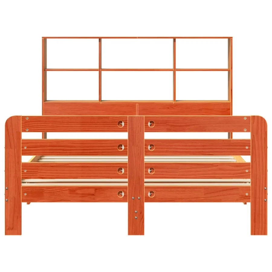 Cadre de lit sans matelas cire marron 135x190cm bois pin massif - 4