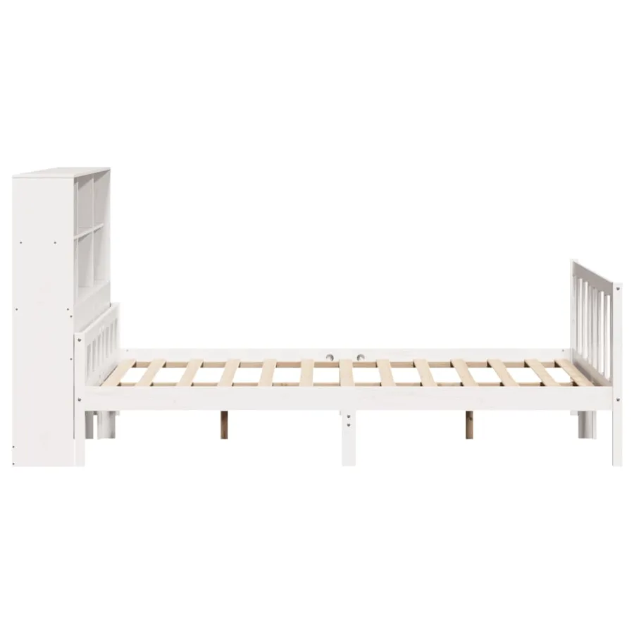 Lit bibliothèque sans matelas blanc 160x200 cm bois pin massif - 5