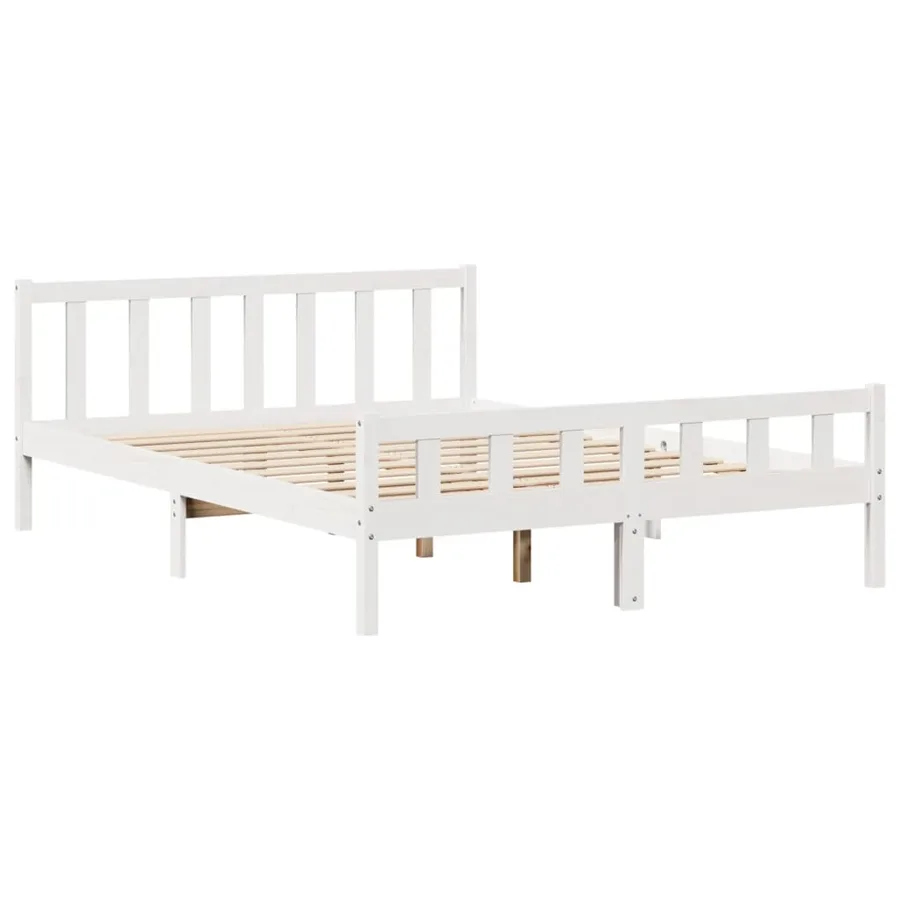 Lit bibliothèque sans matelas blanc 160x200 cm bois pin massif - 8