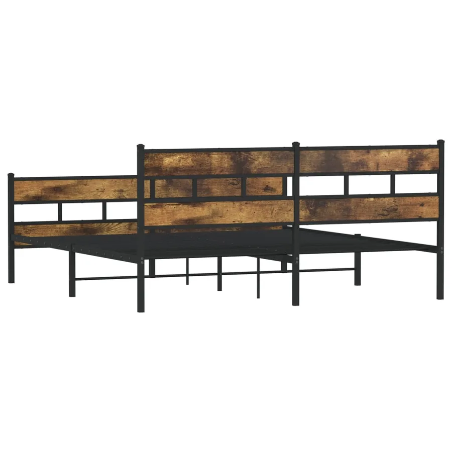 Cadre de lit en métal sans matelas chêne fumé 200x200 cm - 6