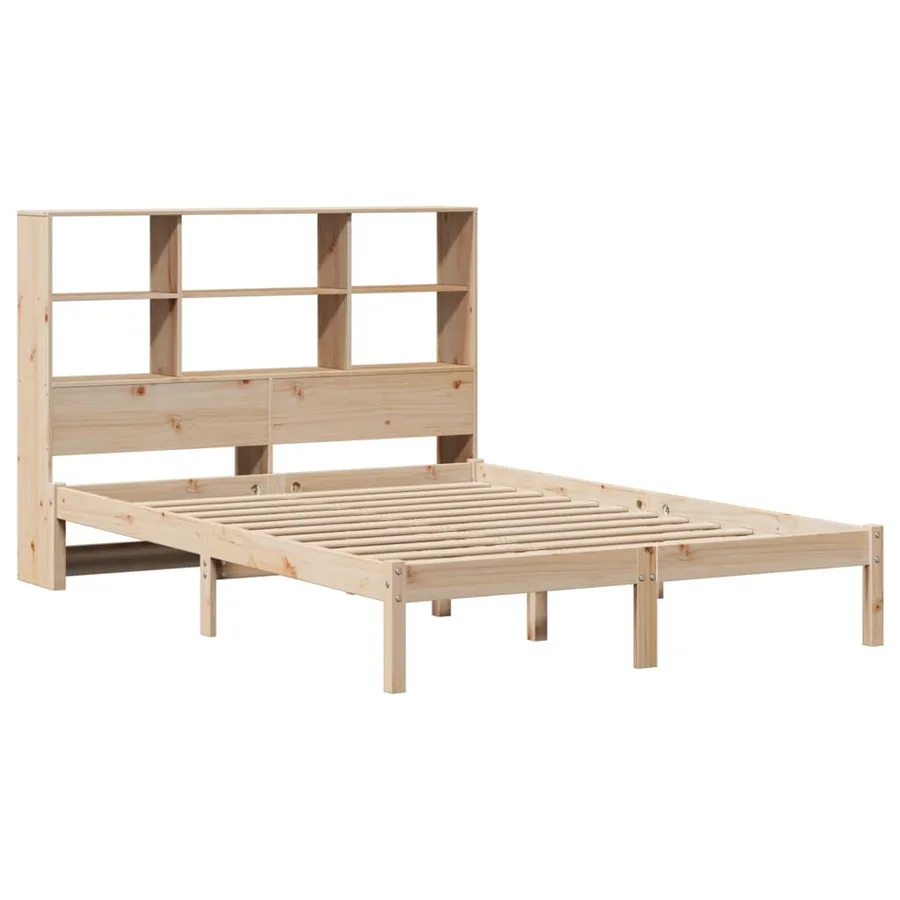 Lit bibliothèque sans matelas 140x200 cm bois massif de pin - 3