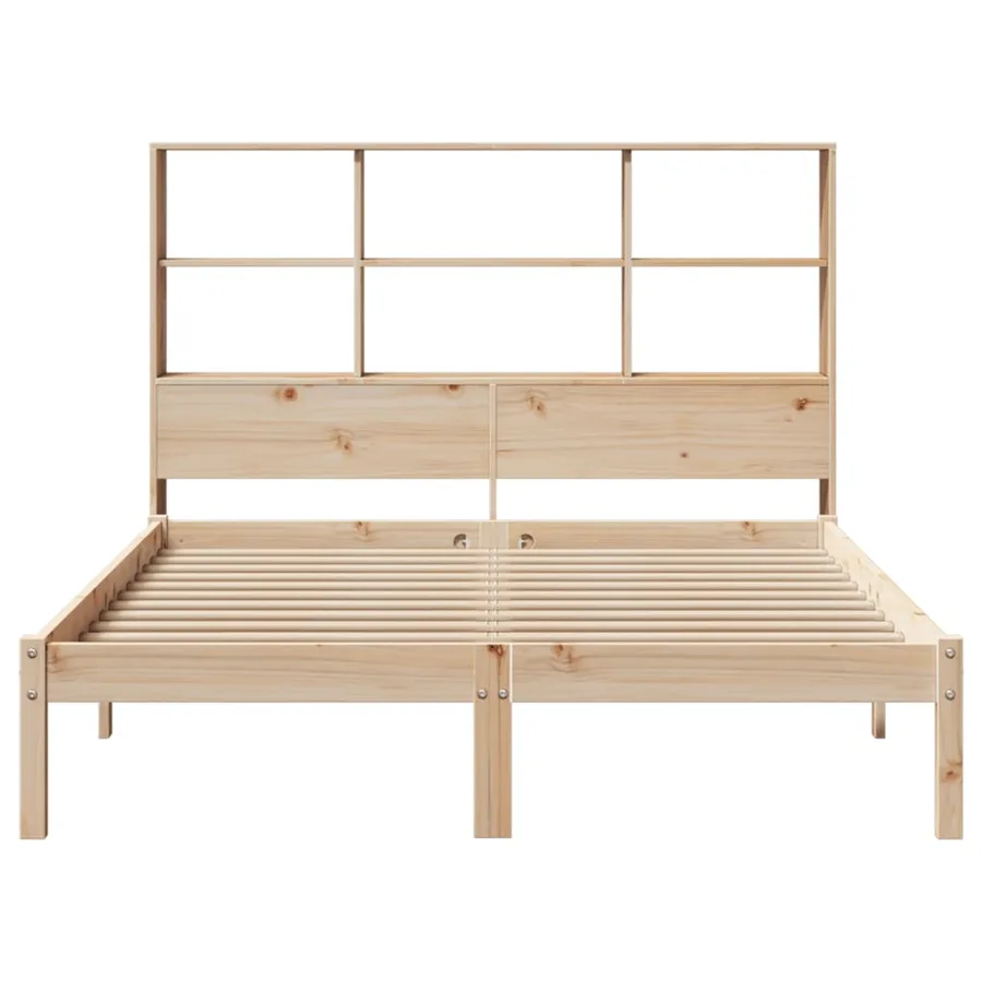 Lit bibliothèque sans matelas 140x200 cm bois massif de pin - 4