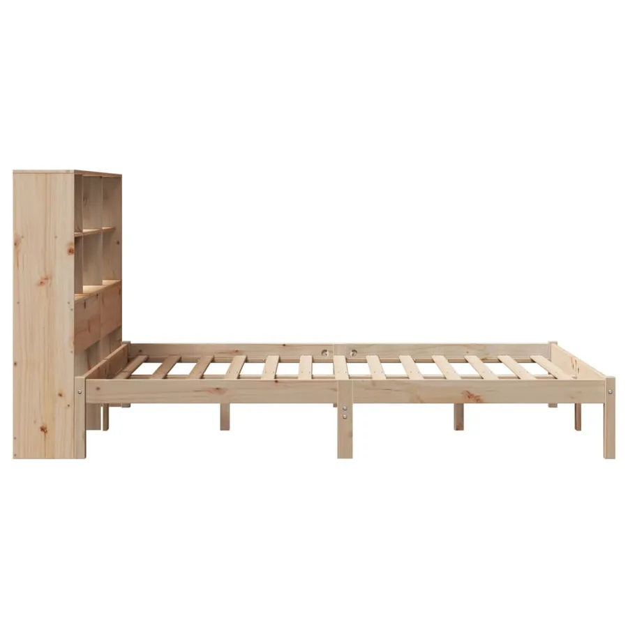 Lit bibliothèque sans matelas 140x200 cm bois massif de pin - 7