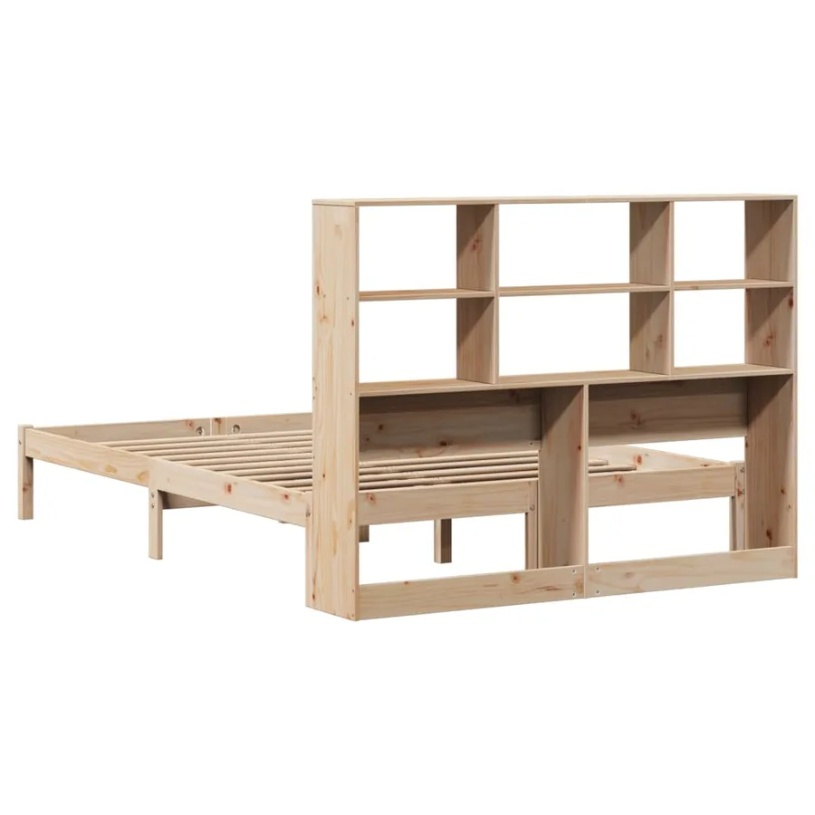 Lit bibliothèque sans matelas 140x200 cm bois massif de pin - 8