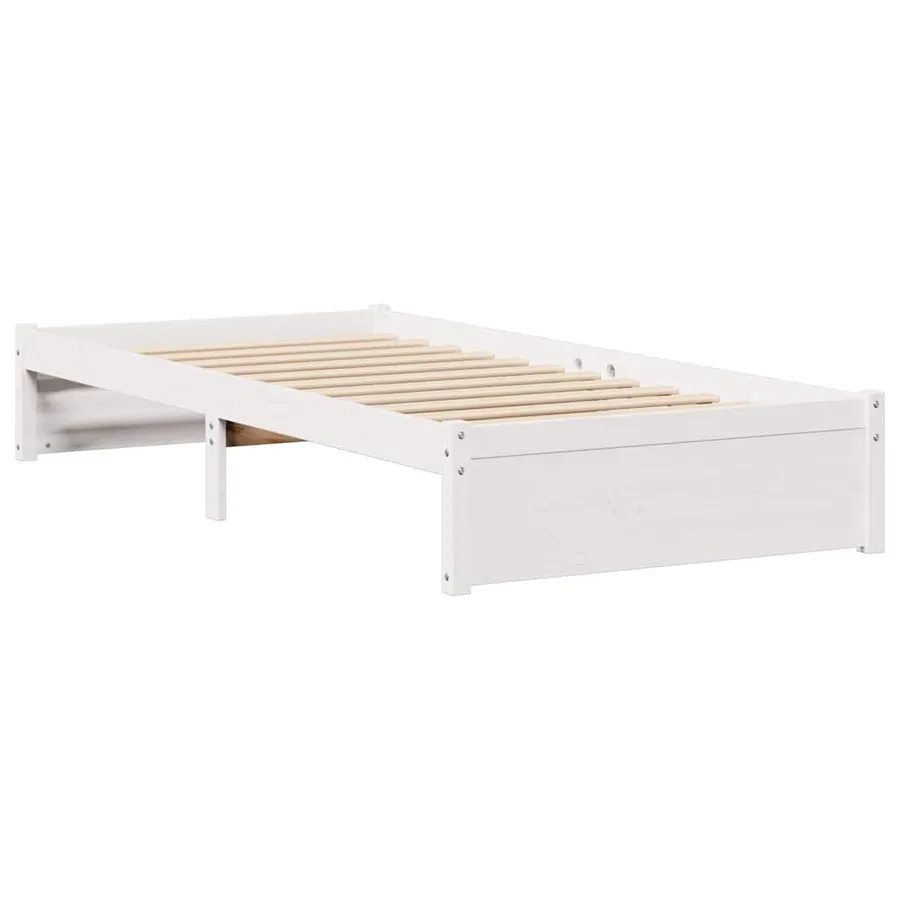 Lit bibliothèque sans matelas blanc 75x190cm bois de pin massif - 6
